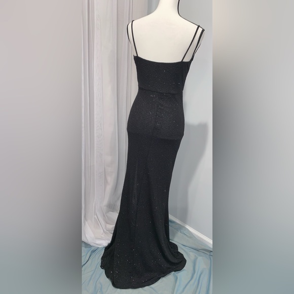 WINDSOR sparkle black vneck high cut formal prom dress size medium large 10 - Picture 3 of 13